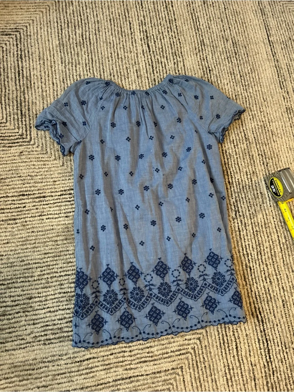 Gymboree Blue Embroidered Cotton Tunic Dress Girls Size Medium 7-8